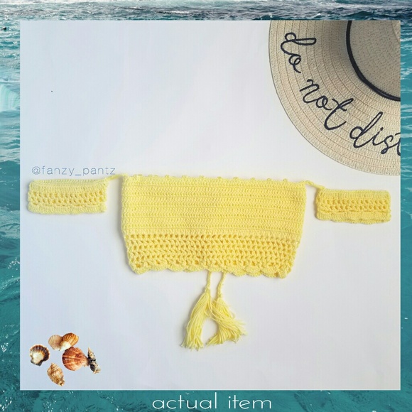 LAST ONE yellow Crochet lace up bikini - Picture 5 of 7
